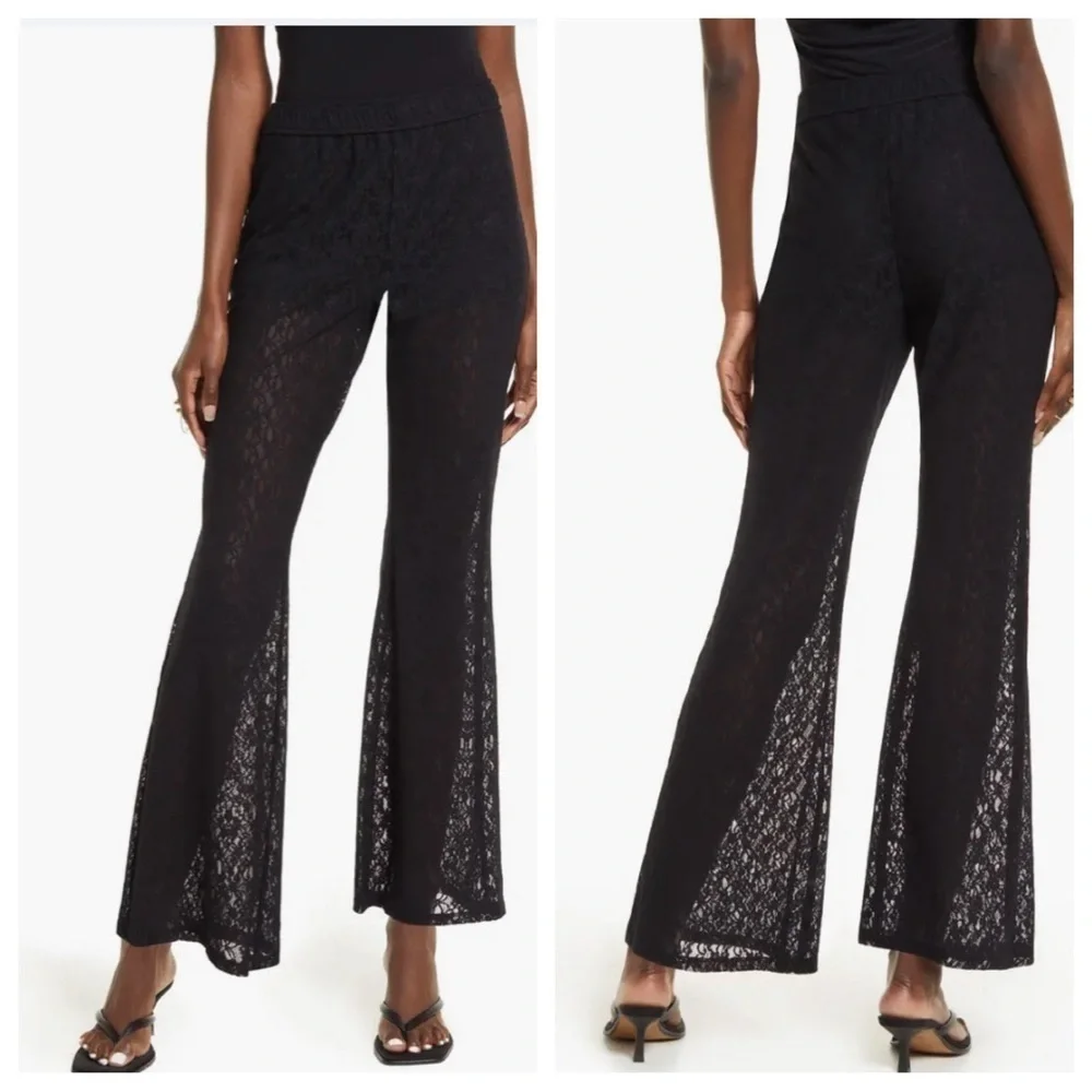 New! Open Edit lace wide leg rust color palazzo pants nwot  30636_11